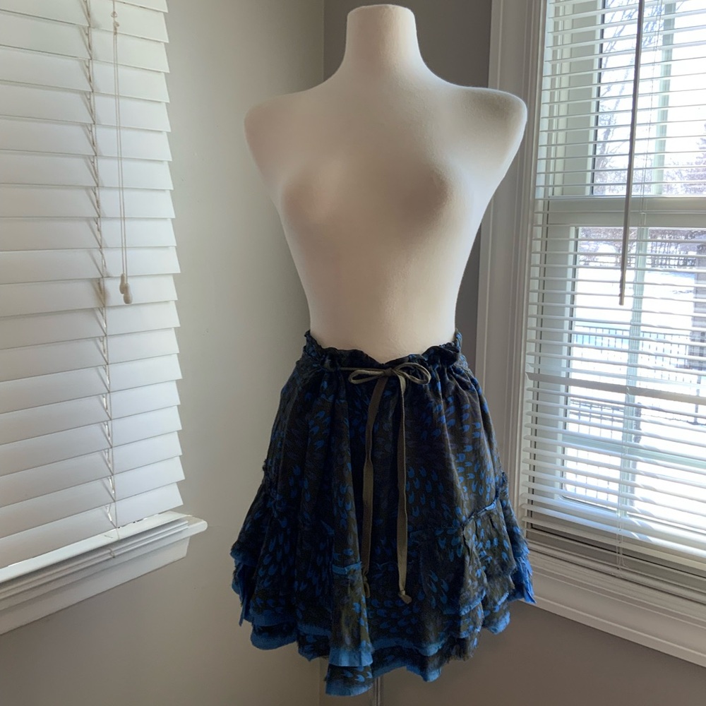 Free People Blue and Black Mini Skirt